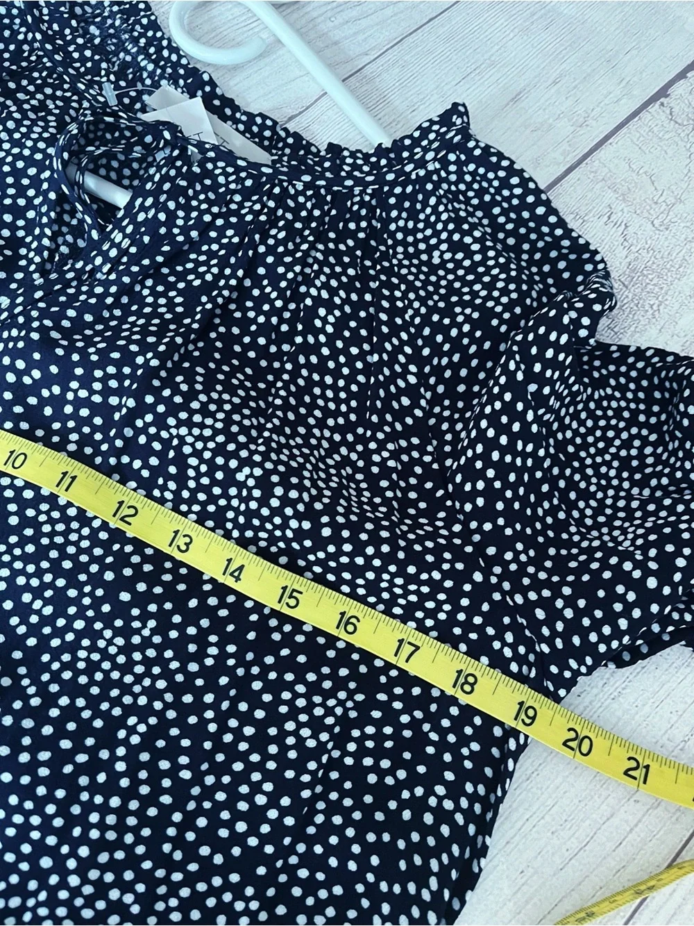 Loft NWT navy blue polkadot blouse